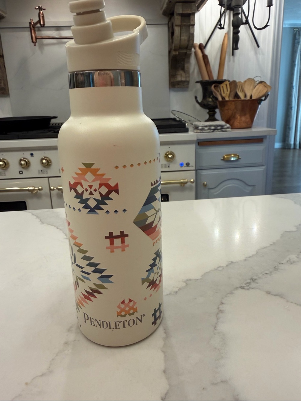 Pendleton Stainless Steel Water Bottle with Multicolor Western Aztec Motif